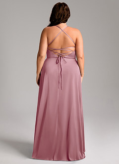 Azazie Mei Bridesmaid Dresses Vintage Mauve A-Line V-Neck Stretch Satin Dress image8
