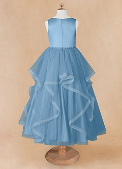 Azazie Sofia Flower Girl Dresses Steel Blue A-Line Beaded Tulle Dress image9