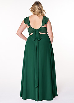 Azazie Everett Bridesmaid Dresses Emerald A-Line V-neck Ruched Chiffon Dress image7