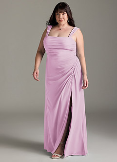 Azazie Jesaphine Bridesmaid Dresses Candy Pink Sheath Bow Chiffon Dress image12