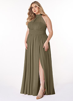 Azazie Iman Bridesmaid Dresses Willow Green A-Line A-Line Ruched Chiffon Dress image10
