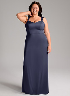 Azazie Denice Bridesmaid Dresses Stormy Sheath Pleated Stretch Satin Dress image9