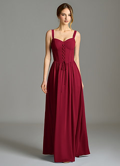 Azazie Porscha Suknie dla druhen Linia A Dekolt w kształcie serca Szyfon Do ziemi Sukienka image4