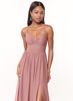 Azazie Zeya 신부 들러리 드레스 A라인 주름진 쉬폰 발목 길이 드레스 image5