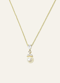 front Pear Cut Pearl Drop Necklace