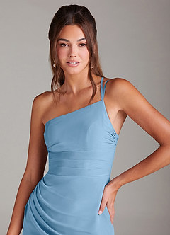 Azazie Eren Brautjungfernkleider Etui One-Shoulder Chiffon Kleid Stahlblau image6