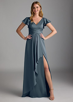 Azazie Omari Brautjungfernkleider A-Linie Stretch-Satin Kleid Zwielichtviolett image6
