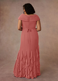 Azazie Bailora Venta Final Vestido de Agave de Gasa de Corte Sirena con Volante image8