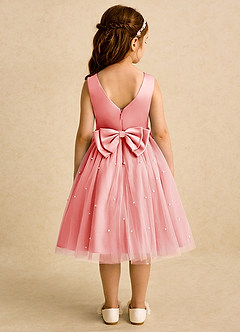 Azazie Bell Jurken voor bloemenmeisjes Baljurk Jurk van Tule Boog Koraal image5