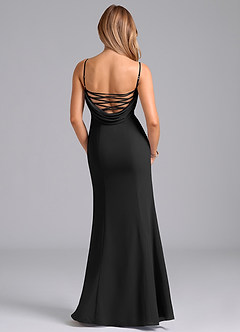 Azazie Wynni Vestidos de damas de honor Vestido de Negro de Gasa de Corte Sirena con Corsé image6
