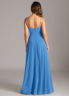 Azazie Amani Bridesmaid Dresses Blue Jay A-Line Pleated Chiffon Dress image2