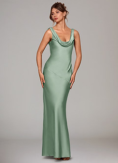 Azazie Rylina Robes de demoiselle d'honneur Robe Sirène en Satin extensible Agave image3