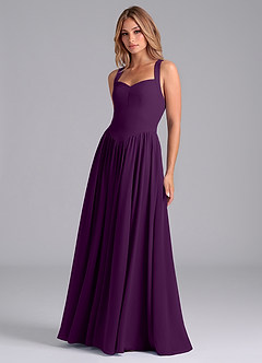 Azazie Francis Bridesmaid Dresses Grape A-Line Corset Chiffon Dress image5