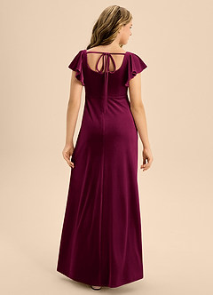 Azazie Bondi Junior Cabernet A-Line Bow Velvet Dress image2