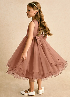 Azazie Lass Flower Girl Klänningar Klänning A-Line i Tyll Rosett image3