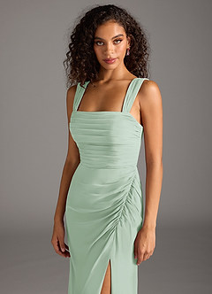 Azazie Jesaphine Bridesmaid Dresses Agave Sheath Bow Chiffon Dress image7