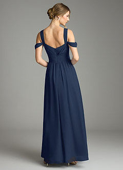 Azazie Lianne Bridesmaid Dresses Dark Navy A-Line Off the Shoulder Chiffon Dress image7