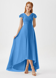 Azazie Breanne Junior Blue Jay A-Line Chiffon Dress image2