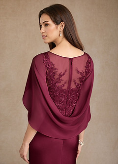 Azazie Hera Mother of the Bride Dresses Burgundy A-Line Lace Stretch Satin Dress image6