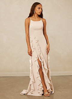 Christian Siriano Bridal for Azazie 1006 Bridesmaid Dresses White Alabaster Mermaid Ruched Chiffon Dress image1