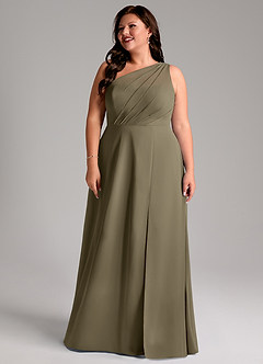 Azazie Phaedra Bridesmaid Dresses Willow Green A-Line One Shoulder Chiffon Dress image14