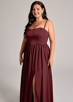 Azazie Calianna Abiti da Damigella Abito Convertibile A-Line in Raso Elasticizzato a Spalla Scoperta Cabernet image11