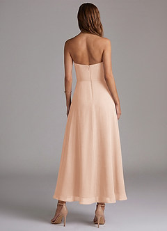 Azazie Wren Abiti da Damigella Abito A-Line in Chiffon Senza Cinturino Rosa Inglese image4