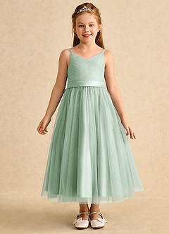 Azazie Patootie vestidos de niña de las flores Vestido de Agave de Tul de Corte En A con Tirante Espagueti image1