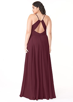 Azazie Avelina Brautjungfernkleider A-Linie V-Hals Gefaltet Chiffon Kleid Cabernetrot image7
