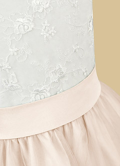 Azazie Vetty vestidos de niña de las flores Vestido de Marfil Blanco Alabastro de Tul de Corte En A con Encaje image11