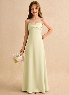 Azazie Mirabella Girls Formal Flower Girl Dresses Lemon Sorbet Sheath Sweetheart Neckline Stretch Satin Dress image5