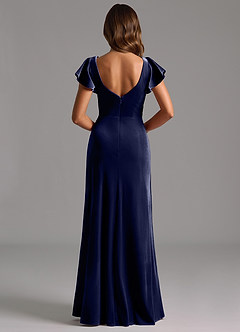 Azazie Omari Bridesmaid Dresses Dark Navy A-Line Pleated Velvet Dress image6