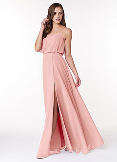 Azazie Lupe Final Sale Rosette A-Line Scoop Blouson Chiffon Dress image3