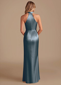Azazie Karlotta Bridesmaid Dresses Twilight Sheath Pleated Metallic Satin Dress image2