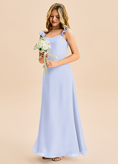 Azazie Mavie Junior Abito A-Line in Chiffon Increspato Lavanda image1