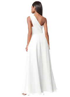 Azazie Ashley Brudtärnklänningar Klä av A-Linje i Chiffong Rynkad Vit image2