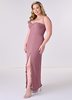 Barbie ♥ Azazie Bridesmaid Dresses Vintage Mauve Sheath Corset Chiffon Dress image9