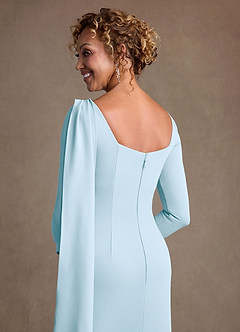 Azazie Merian Mother of the Bride Dresses Sky Blue Column Pleated Stretch Crepe Dress image6