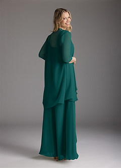 Azazie Weisz Mother of the Bride Dresses Peacock A-Line Square Neckline Pleated Chiffon Dress image2