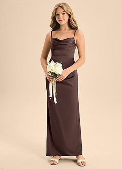 Azazie Mai Junior Ganache A-Line Sweetheart Neckline Stretch Satin Dress image4