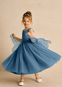Azazie Pear vestidos de niña de las flores Vestido de Bermudas de Tul de Princesa con Lazo image2
