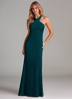 Azazie Doretta Bridesmaid Dresses Pine Mermaid Pleated Chiffon Dress image3