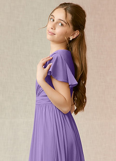 Azazie Mosley Junior Tahiti A-Line Ruched Mesh Dress image6