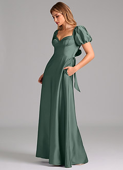 Azazie Fatima Bridesmaid Dresses Sea Moss A-Line Sweetheart Neckline Stretch Satin Dress image5