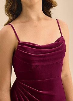 Azazie Mai Junior A-Linie Herzausschnitt Samt Kleid Cabernetrot image7