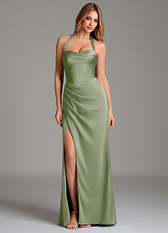Azazie Serenity Bridesmaid Dresses Pistachio Mermaid Sweetheart Neckline Stretch Satin Dress image3