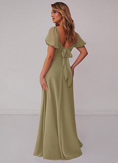 Barbie ♥ Azazie Bridesmaid Dresses Moss Green A-Line Pleated Chiffon Dress image2