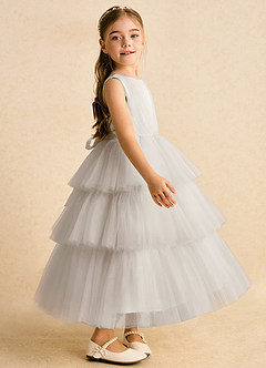 Azazie Marshmallow Blumenmädchenkleider Ballkleid Schleifen Tüll Kleid Frost image3