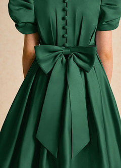 Azazie Miriam vestidos de niña de las flores Vestido de Verde Oscuro de Satin Mate de Princesa con Plisado image9