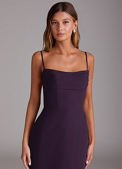 Azazie Saige Bridesmaid Dresses Plum A-Line Off the Shoulder Chiffon Convertible Dress image2